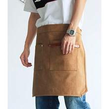 Fashionable New 1pc Half-Body Tie Apron Black Camel Multi-Color Unisex Server Waiter Half-Body Apron With Two Large Pockets Barber Waiter Server Coffee Shop Convenience Store Street Stall Dirt-Resistant Apron - Multicolor - View 2