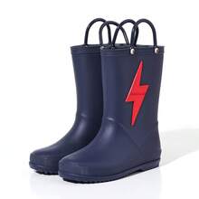 GentleChild Simple Stylish Kids Rain Boots Wear Resistant Comfort Waterproof Pull Tab Rubber Shoes For Boys Girls School Commute Garden Puddle Outdoor - Navy Blue - View 17