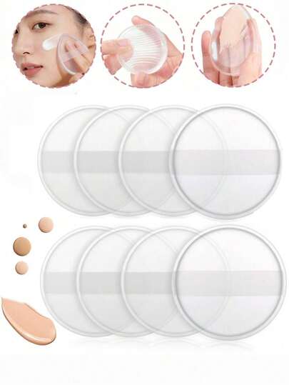 2/1pc Transparent Jelly Powder Puff - No Powder Clumps, Elastic Makeup. Silicone Air Cushion Is Super Soft. Silicone Beauty Tools. Fingertip Powder Puff For Makeup Application Is Smooth And Does Not Cause Powder Clogging