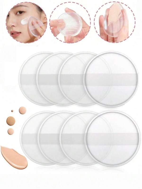 2/1pc Transparent Jelly Powder Puff - No Powder Clumps, Elastic Makeup. Silicone Air Cushion Is Super Soft. Silicone Beauty Tools. Fingertip Powder Puff For Makeup Application Is Smooth And Does Not Cause Powder Clogging