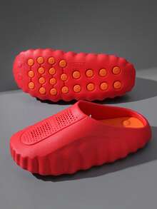GAISIMA Herren-Slip-On-Sandalen mit perforiertem Obermaterial, gezackter dicker Sohle, funktionalem Stil, Cut Out Clogs, Sommer-Outdoor-Freizeitpantoffeln, rutschfeste Badezimmer-Slides - Rot - Übersicht 5