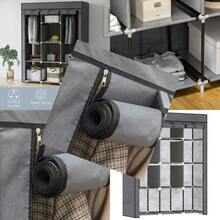 Fabric Wardrobe, With Rails And Shelves - Dark Grey - T0001-01-3162 - View 2