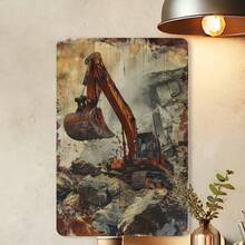 [2D FLAT] Vintage Excavator Metal Tin Sign - 20.32x30.48 cm Durable Iron Wall Art for Home, Bar, Garage & Garden Decor Easy-Hang Retro Plaque, Perfect for Room Decor - 1PC - Übersicht 6