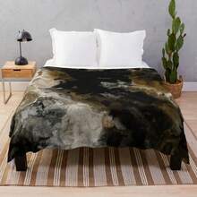 Black Gold And White Abstract Throw Blanket Wednesday Flannels Hairys Retros Blankets - Black - View 10
