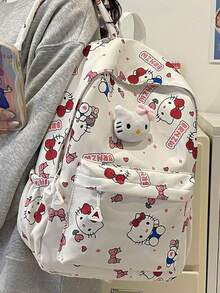 SANRIO 三麗鷗 Kuromi & Hello Kitty 印花後背包，可愛休閒卡通學生書包，大容量學生日常校園單肩 & 後背包 - A Style - 查看 1