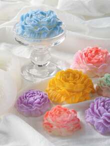 1 buah/2 buah/4 buah Cetakan Silikon Lilin Aromaterapi Bunga Peony 3D, Cetakan Plaster Dekoratif, Cetakan Sabun Buatan Tangan, Cetakan Bunga - Clear - View 2