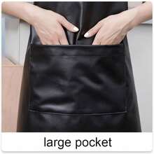 1pc Zipper Pocket Apron, Faux Leather Waterproof Oil-Proof H-Shaped Shoulder Strap, Kitchen Home Fashion Workwear - Black - View 4