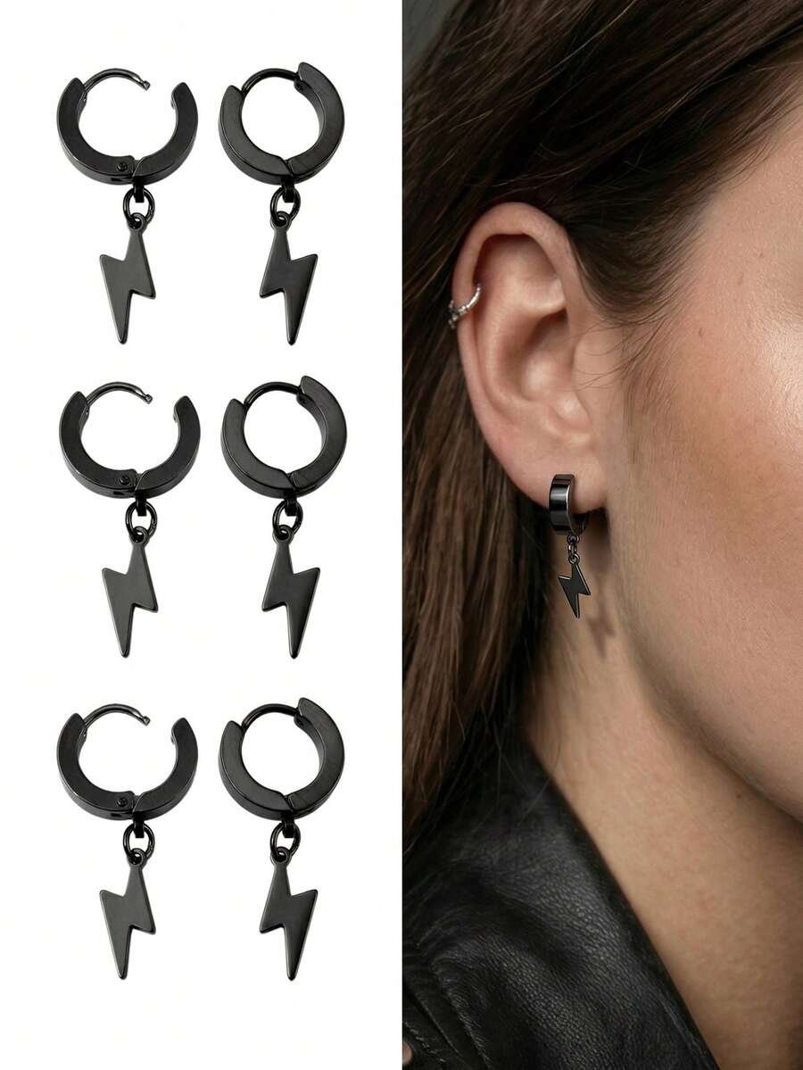 1 Pair Stainless Steel Waterproof Hypoallergenic Non-Fading Streamlined ...