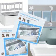 2 In 1 Storage Bench, Toy Box W/ Safety Rod - Grey - T0001-01-12465 - View 6