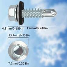 50 Sets Of Heavy-Duty Stainless Steel Self-Tapping Screws - Waterproof And Rust-Proof With Washers, Suitable For Outdoor Metal R - WHITE - View 3
