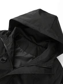 Women's Spring/Autumn Casual Outdoor, Sports Hooded Plus Size Jacket, Lightweight Suitable For Running, Black - Black - View 3