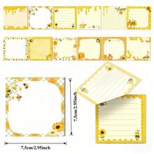 12 Packs Cartoon Bee Square Sticky Notes Set, Fresh And Cute Style, Suitable For Students Office Notes And Messages, Can Be Used As Small Gifts, Back To School Season - one-size - View 4