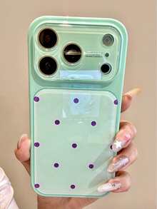 Mint Green Large Window Polka Dot Phone Case Compatible With Apple 17 Pro, 16 Pro Max, 15, 17 PM, 14, 18 Pro Max, Full Coverage Anti-Drop Protective Cover, Unisex, Niche Style - Mint Green - View 4