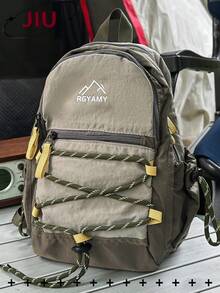 拼色戶外運動尼龍迷你女款後背包,多功能通勤日用包,多口袋輕量旅行包,極簡學生包,便利後背包,適合學生、護理師、教師、商務人士,適用旅行度假、出差、日常通勤、購物、辦公、約會、登山、訓練、工作,生日禮物、節日禮物 - 彩色 - 查看 14