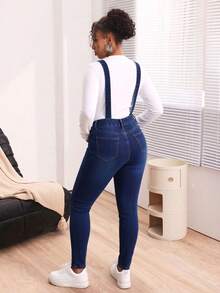 Women Denim Overalls & Jumpsuits - Dark Wash - View 5