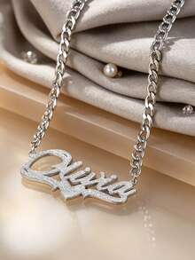 Custom Stainless Steel Name Necklace With Heart And Letter Pendants, Personalized Jewelry Gift For Women And Bridesmaids - One Size - View 6