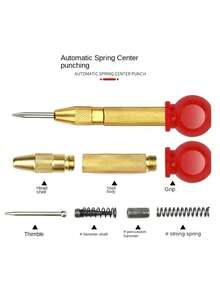 1 Set Spring-Loaded Automatic Center Punch, Suitable For Precise Pre-Drilling Marking On Metal, Wood And Plastic, Sheet Metal Processing, Woodworking, Home Renovation And Various Home DIY Drilling Tools, Drilling Accessories - A - View 10