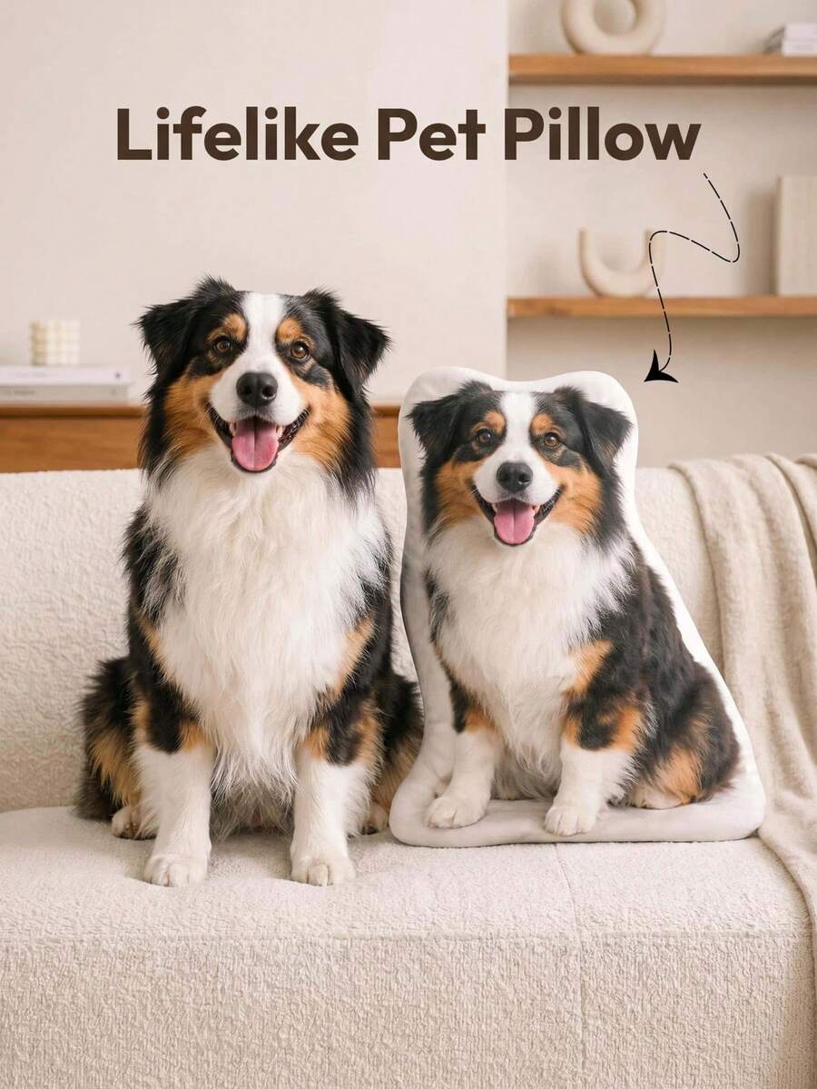 Customized 3D Pet Pillow With Photo, Customized Shape Dog Or Cat Pillow, Pet Memorial Gift, Unique Gift For Pet Lovers