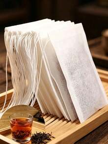 200/100/10pcs Tea Bags, Tea Strainer Filter Bags With Drawstring Closure, Non-Woven Fabric Natural Tea Filter Bags - Quality Upgrade - View 2