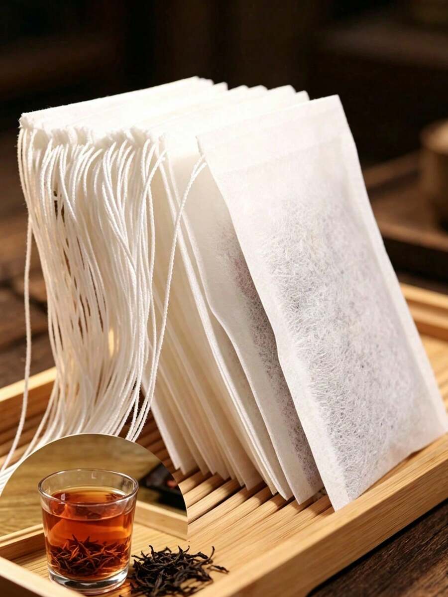 200/100/10pcs Tea Bags, Tea Strainer Filter Bags With Drawstring Closure, Non-Woven Fabric Natural Tea Filter Bags