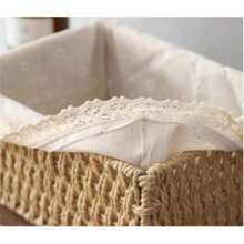 Caja de almacenamiento de ratán tejida, Cesta de almacenamiento tejida, Caja organizadora de paja tejida, Caja de almacenamiento para entrada, sala de estar, mesa de café, llaves, aperitivos, juguetes, artículos diversos, cosméticos, Cesta de almacenamiento multiusos adecuada para baño, dormitorio, sala de estar, Cesta de regalo decorativa - Caqui - Ver 4