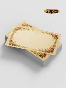 20/50Pcs Vintage Rose Border Blank Note Message Cards Retro Paper Small Business Package Insert Thank You Gift Stationery Cards - Retro Cards - View 6