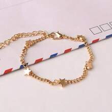 1pc Cute Elegant Versatile Five-Pointed Star Bracelet, Fashionable Women's Bracelet, Korean Style Fresh Girls Star Jewelry - Yellow Gold - View 2
