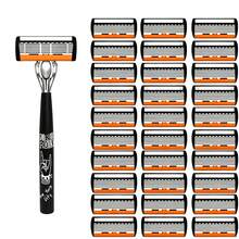 31pcs Vintage Punk Rock Style Men's Manual Safety Razor Set, Non-Slip Comfortable Grip Safety Razor, With 30 Extra Replacement Blades, Reusable, Smooth, Comfortable, Clean Shave, Directly Washable, Suitable For Facial Hair, Armpit Hair, Private Areas, Leg Hair, Neutral Fashion Durable Grooming Tool, Elegant Razor Style Suitable For Valentine's Day, Father's Day Gift (No Gift Box) - A - View 13