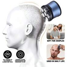 MIGUAN Men's USB Rechargeable 6-Blade Head Shaver: Digital Display, Portable, Easy DIY Bald Look At Home - Suitable Gift Choice Or Personal Use MIGUAN - Blue Single-player - View 11