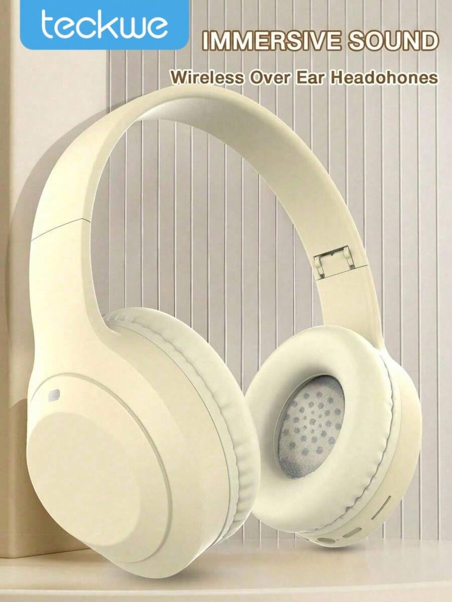 Teckwe Wireless Headphones With Microphone, HiFi Stereo Sound, Foldable & Lightweight, Volume Control, 3.5mm Stereo Cable, Deep Bass, Suitable For Home, Office, Phones, Computers - one-size - View 1