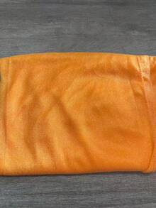 Pañuelo de algodón mercerizado de unicolor, bufanda larga - Naranja - Ver 3