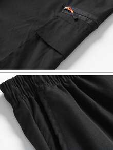 Multi-Pocket Men's Straight Leg Outdoor Sports Casual Pants, Lightweight Loose Cargo Pants For Spring And Autumn, Suitable For Daily Wear And Work - Black - View 5