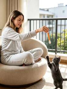 10/2pcs Cat Interactive Teaser Wand, Cat Toy, 6 Colors, Suitable For Indoor Entertainment, Bite-Resistant, Large Size Interactive Cat Kicking Game Enthusiast Gift Accessory - Multicolor - View 9