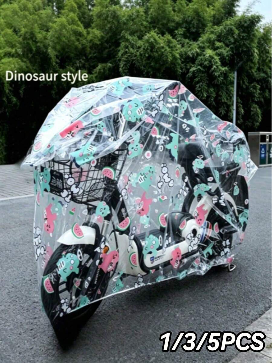1/3/5pcs Universal Electric Bicycle, Bicycle And Motorcycle Sunshade Cover, Thickened Waterproof Windproof All-Season Vehicle Cover, Outdoor Dust Protection Cover - Random Color - Multicolor - View 1