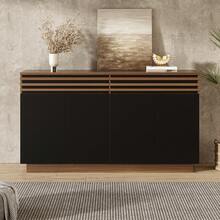 Modern Sideboard 150 X 40 X 85 Cm In Brown Wood Effect Black Doors - Lots Of Storage Space - 黑色和棕色 - 查看 8