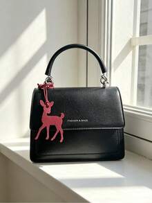 1pc Solid Color PU Fashion Minimalist Versatile Cute Pet Funny Animal Cartoon Fawn Deer Car Hanging Ornament Keychain Backpack Shoulder Bag Crossbody Bag Handbag Tote Bag Other Storage Bag Pendant Luggage Charm Waist Pendant Suitable For Couples Students School Men Women Work Commute Daily Dating Holiday Outing Travel Business Trip Suitable For Boys Holiday Gift For Girlfriend Mom Best Friend Small Gift Birthday Gift - Burgundy - View 5