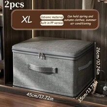5 Sizes Linen Storage Boxes With Lid, Zipper And Soft Handle, Foldable Organizer Bins For Clothes, Bedding, Blankets, Bedroom Closet Storage - Multicolor - View 14