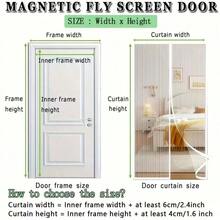 1pc Heavy Duty Magnetic Screen Door With Full Frame Hook And Loop, Polyester Mesh, Promotes Air Circulation, Pet Friendly, Insect Proof - White - View 5