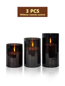 3pcs Flameless Candle Lights With Timer Remote Control, Battery Operated Realistic Candles, Suitable For Halloween, Christmas, Valentine's Day, Mother's Day, Gift, Birthday, Proposal, Wedding, Party, Holiday - Black - Warm Glow - View 15