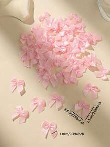 50/100/200/300PCS Mini Satin Ribbon Bows, Random Colors - Handmade From Polyester, Feather-Free Bows, Perfect For DIY Crafts, Clothing Accessories, And Elegant Gift Wrapping Decoration - Multiple Styles - View 6