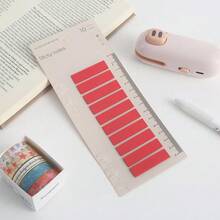 Solid Color Long Strip Transparent PET Index Tabs With Ruler Paper Card, Minimalist Writable Self-Adhesive Page Markers, Clear Sticky Flags For Book Annotation, Journal Making, School & Office Stationery Supplies - Multicolor - View 14