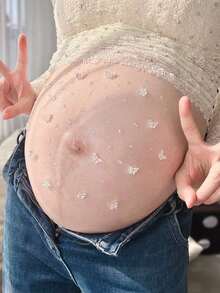 1/2件裝孕婦肚貼水鑽貼紙，孕婦肚貼，孕肚貼，孕肚肚臍貼，攝影工作室道具 - 彩色 - 查看 3