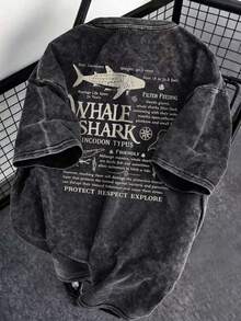 Y2K Sweet Cool Style Washed Short Sleeve T-Shirt Women Loose Fit Vintage Distressed Short Sleeve Top Casual Black Summer - Black - View 1