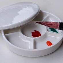 Ceramic-Style Multi-Compartment Paint Palette, Round Non-Stick Easy-To-Clean Watercolor Acrylic Oil Paint Palette For Art Students - A - View 2