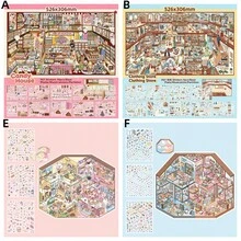 52cm Extra Large Scene Sticker Set, 1000+ Elements, Immersive Miniature Scene, DIY 3D Miniature House, Stress Relief Planner, PET Glossy Film Layered Planner Stickers School Supplies - Multiple Styles - View 10