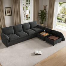Black Cloud Modular Sofa - 2 Seat Set With Mobile Arms - 黑色四座 - 查看 5