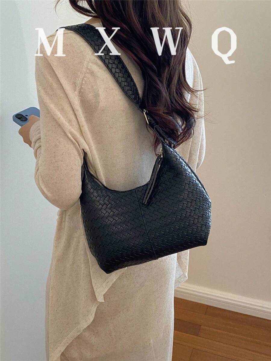 小眾設計紋理PU純色時尚極簡百搭柔軟女款迷你腋下肩背包手提包