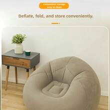 1pc Portable Inflatable Outdoor Leisure Chair. Soft & Comfortable Spherical Bean Bag Chair | Breathable PVC, Modern Seat, Lightweight Structure, Compact Seat, Foldable Inflatable Outdoor Sofa, Suitable For Living Room, Balcony, Camping Use - Multicolor - View 3
