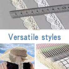 5/10 Meter Hollow Polyester Lace Ribbon, White Beige Crochet Lace Edge Decoration, Suitable For Gift Packaging, Dress Sewing, Wedding Decoration, DIY Handmade Scrapbook Making - 10-meter Polyester Openwork Ribbon - View 3