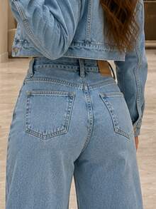 Women's Premium Wide Leg Jeans With A Wide Fit - 中等水洗藍 - 查看 5